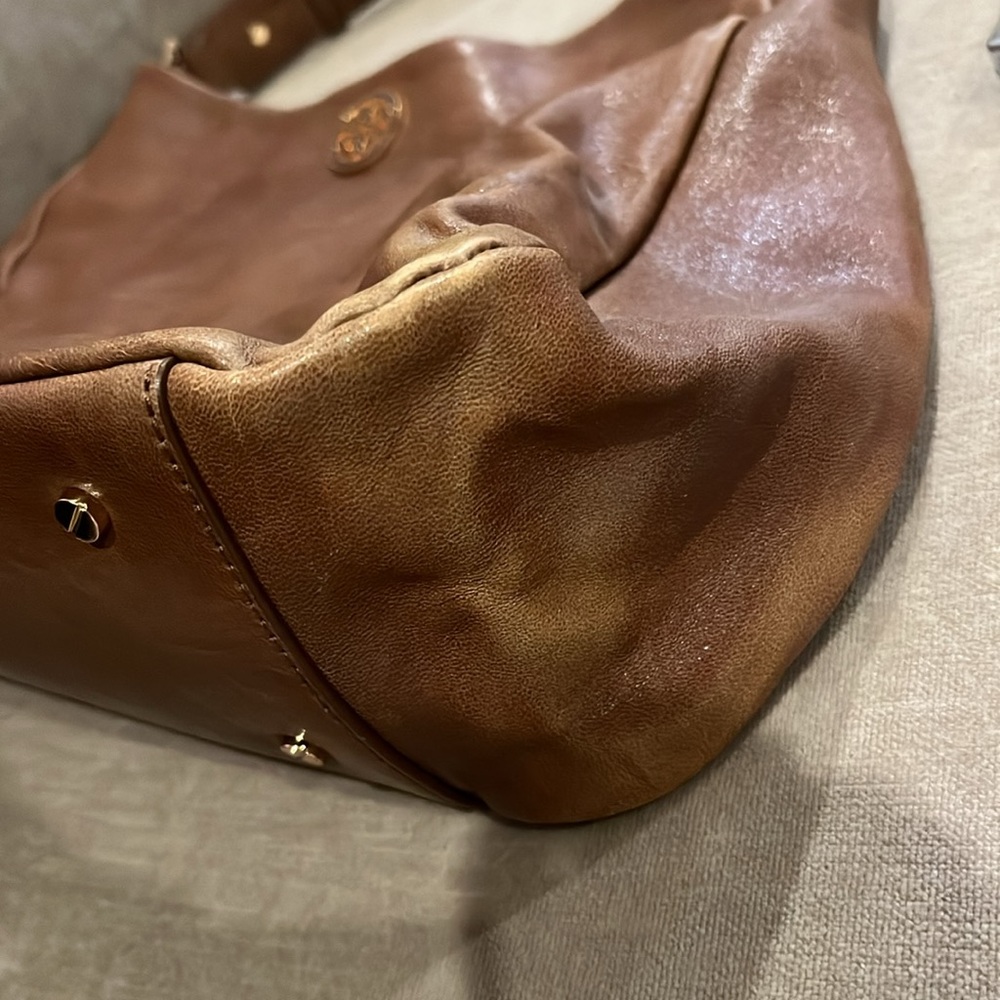 Tory Burch Cognac Brown Leather Hobo Handbag Shoulder Bag Classic Vintage - Picture 16 of 16